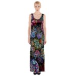 Floral Fractal 3d Art Pattern Thigh Split Maxi Dress