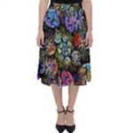 Floral Fractal 3d Art Pattern Classic Midi Skirt