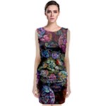 Floral Fractal 3d Art Pattern Classic Sleeveless Midi Dress