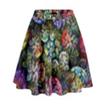 Floral Fractal 3d Art Pattern High Waist Skirt