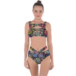 Floral Fractal 3d Art Pattern Bandaged Up Bikini Set 