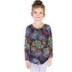 Floral Fractal 3d Art Pattern Kids  Long Sleeve T-Shirt