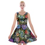 Floral Fractal 3d Art Pattern Velvet Skater Dress