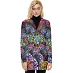 Floral Fractal 3d Art Pattern Button Up Hooded Coat 
