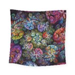 Floral Fractal 3d Art Pattern Square Tapestry (Small)