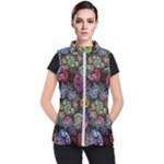 Floral Fractal 3d Art Pattern Women s Puffer Vest