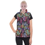 Floral Fractal 3d Art Pattern Women s Button Up Vest