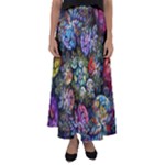Floral Fractal 3d Art Pattern Flared Maxi Skirt