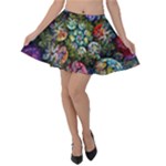 Floral Fractal 3d Art Pattern Velvet Skater Skirt