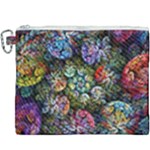 Floral Fractal 3d Art Pattern Canvas Cosmetic Bag (XXXL)