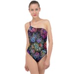 Floral Fractal 3d Art Pattern Classic One Shoulder Swimsuit
