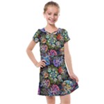 Floral Fractal 3d Art Pattern Kids  Cross Web Dress