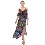 Floral Fractal 3d Art Pattern Maxi Chiffon Cover Up Dress