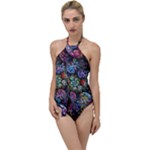 Floral Fractal 3d Art Pattern Go with the Flow One Piece Swimsuit