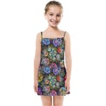 Floral Fractal 3d Art Pattern Kids  Summer Sun Dress