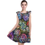 Floral Fractal 3d Art Pattern Tie Up Tunic Dress