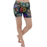 Floral Fractal 3d Art Pattern Lightweight Velour Yoga Shorts