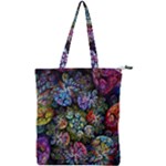 Floral Fractal 3d Art Pattern Double Zip Up Tote Bag