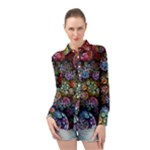 Floral Fractal 3d Art Pattern Long Sleeve Chiffon Shirt