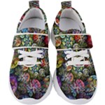 Floral Fractal 3d Art Pattern Kids  Velcro Strap Shoes