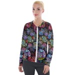 Floral Fractal 3d Art Pattern Velvet Zip Up Jacket