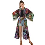 Floral Fractal 3d Art Pattern Maxi Kimono