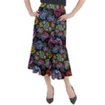 Floral Fractal 3d Art Pattern Midi Mermaid Skirt