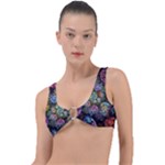 Floral Fractal 3d Art Pattern Ring Detail Bikini Top