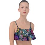 Floral Fractal 3d Art Pattern Frill Bikini Top