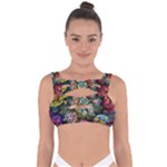 Floral Fractal 3d Art Pattern Bandaged Up Bikini Top
