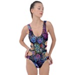 Floral Fractal 3d Art Pattern Side Cut Out Swimsuit