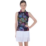Floral Fractal 3d Art Pattern Women s Sleeveless Polo T-Shirt