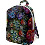 Floral Fractal 3d Art Pattern Zip Up Backpack