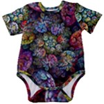 Floral Fractal 3d Art Pattern Baby Short Sleeve Bodysuit