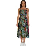 Floral Fractal 3d Art Pattern Sleeveless Shoulder Straps Boho Dress