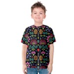 Mexican Folk Art Seamless Pattern Kids  Cotton T-Shirt