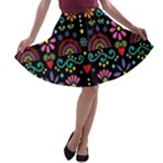 Mexican Folk Art Seamless Pattern A-line Skater Skirt