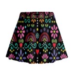 Mexican Folk Art Seamless Pattern Mini Flare Skirt