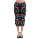 Mexican Folk Art Seamless Pattern Midi Pencil Skirt