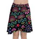 Mexican Folk Art Seamless Pattern Chiffon Wrap Front Skirt