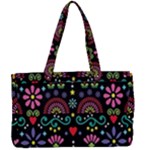 Mexican Folk Art Seamless Pattern Canvas Work Bag