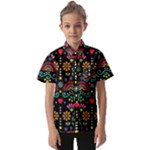 Mexican Folk Art Seamless Pattern Kids  Short Sleeve Shirt