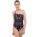 Mexican Folk Art Seamless Pattern Classic One Shoulder Swimsuit