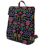 Mexican Folk Art Seamless Pattern Flap Top Backpack