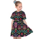 Mexican Folk Art Seamless Pattern Kids  Sailor Dress