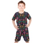 Mexican Folk Art Seamless Pattern Kids  T-Shirt and Shorts Set