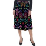 Mexican Folk Art Seamless Pattern Classic Velour Midi Skirt 