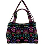 Mexican Folk Art Seamless Pattern Double Compartment Shoulder Bag