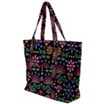 Mexican Folk Art Seamless Pattern Zip Up Canvas Bag