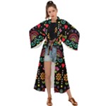 Mexican Folk Art Seamless Pattern Maxi Kimono